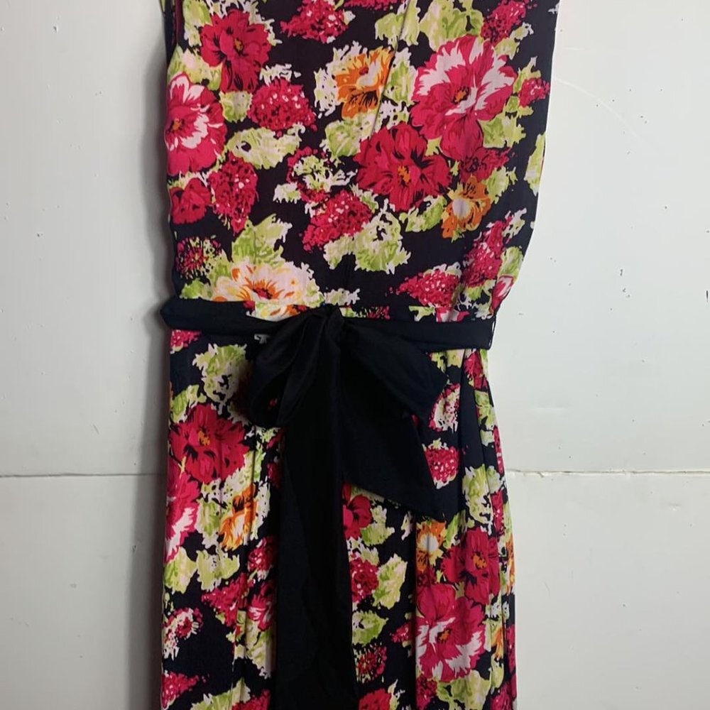 Anthropologie Eva Franco Sleeveless Floral Black and Red Mini Dress - Picture 2 of 2